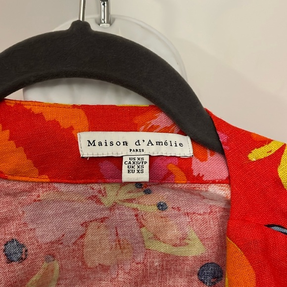 Maison d’Amelie Paris fun graphic tie midriff top size CVS - Picture 2 of 5